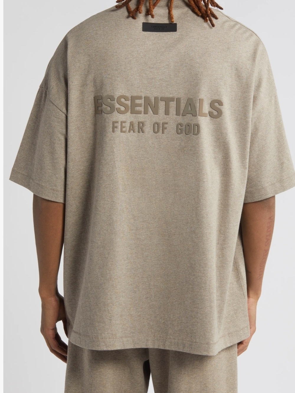 ESSENTIALS Fear of God Men's Dark Oatmeal Logo T-Shirt Size L